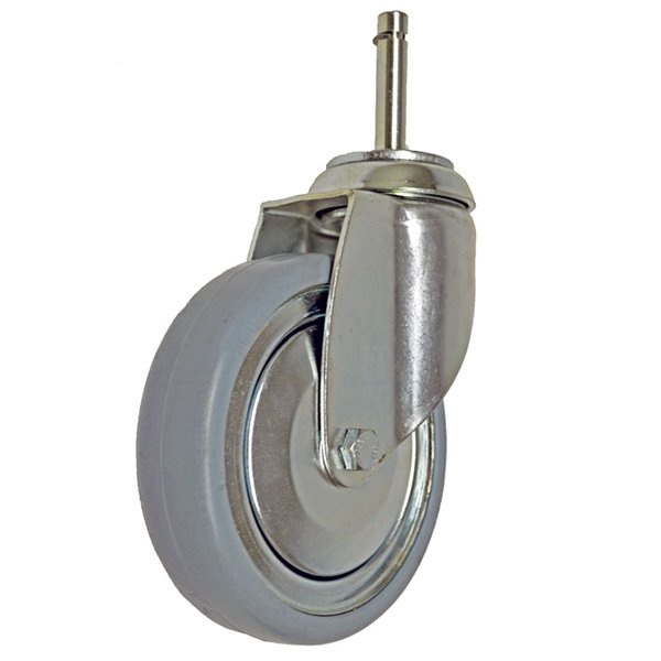 5 Sealed Plate Caster w/Gray Rubber Wheel, Ball Bearing