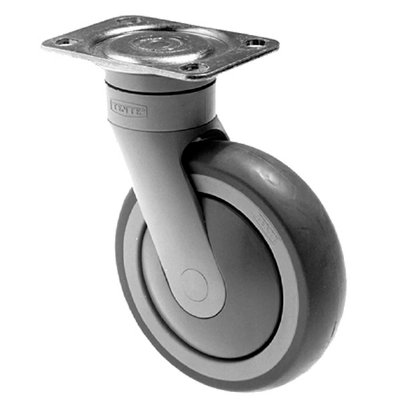 5" Tente Synthetic Rubber Swivel Caster, Water Resistant, Bolt Hole Pattern 3" x 1 3/4", 220lbs Cap. per Caster