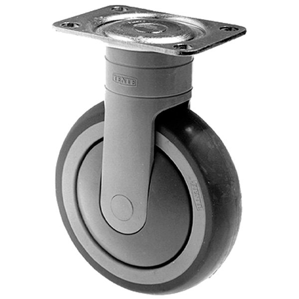 5 Tente Synthetic Rubber Fixed Caster, Water Resistant, Bolt Hole Pattern