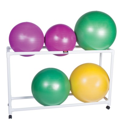 Inflatable Exercise Ball - Accessory - PVC Stationary Floor Rack, 62" x 20" x 12", 2 Shelf