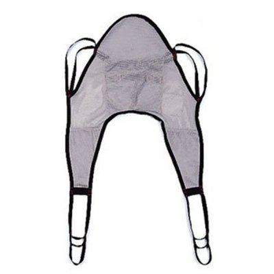 4-Point Hoyer Bath Sling with Head Support - Nylon Mesh - Medium Gray