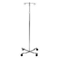 Show product details for Drive Medical IV Pole - 4-Leg Wheel Base - 2 Hook