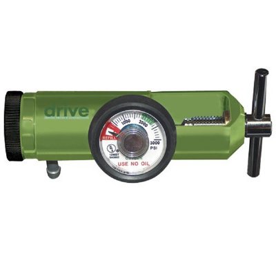 Drive Mini Click Style Oxygen Regulator w/Barb Outlet & 870 Yoke Connection, 0-8 lpm