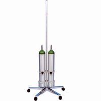 MRI Ventilator Stand with Dual D/E Cylinder Holders