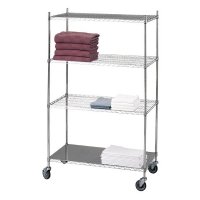 Show product details for Linen Cart with 4 Shelves 18" Wide, Solid Bottom Shelf and Casters