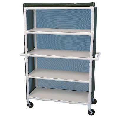 Full Quality Jumbo Linen Cart with 4 Shelves, 48" x 20"