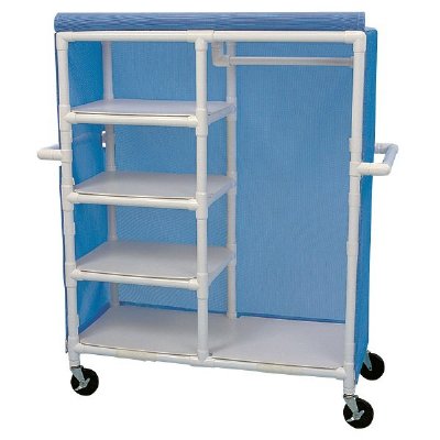 Linen Cart with Shelves and Garment Bar