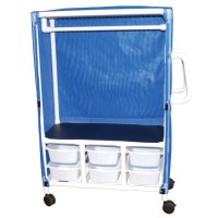Show product details for Combo Cart w/6 Bins, 1 Shelf (20" x 53 1/2") & Hanging Rack, Solid or Mesh Cover