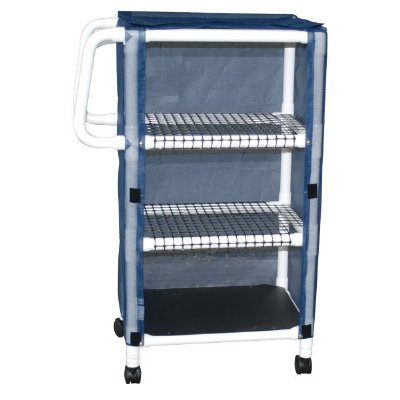 3 Shelf Mini Linen Cart w/Open Grid Shelf System, Shelves 20" x 25",  Solid or Mesh Cover