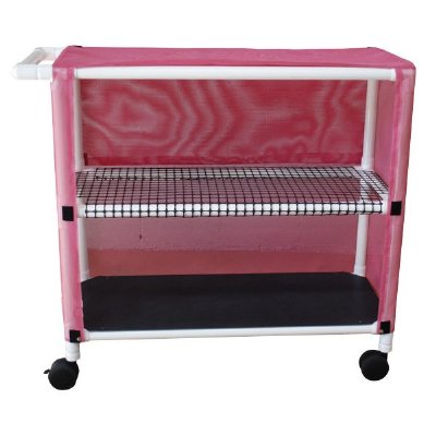 2 Shelf Mini Linen Cart w/Open Grid Shelf System, Shelves 20" x 32", Solid or Mesh Cover