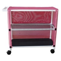 Show product details for 2 Shelf Mini Linen Cart w/Open Grid Shelf System, Shelves 20" x 32", Solid or Mesh Cover