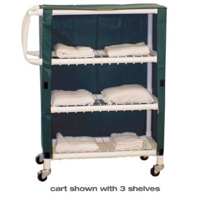 4 Shelf Mini Linen Cart w/Open Grid Shelf System, Shelves 20" x 32", Solid or Mesh Cover