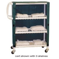Show product details for 4 Shelf Mini Linen Cart w/Open Grid Shelf System, Shelves 20" x 32", Solid or Mesh Cover