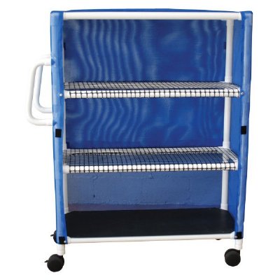 3 Shelf Jumbo Linen Cart w/Open Grid Shelf System, Shelves 20" x 50", Solid or Mesh Cover