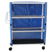 Show product details for 3 Shelf Jumbo Linen Cart w/Open Grid Shelf System, Shelves 20" x 50", Solid or Mesh Cover
