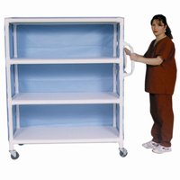 3-shelf jumbo linen cart w/mesh or solid vinyl cover, shelf size 24" x 50"