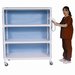 Show product details for 3-shelf jumbo linen cart w/mesh or solid vinyl cover, shelf size 24" x 50"