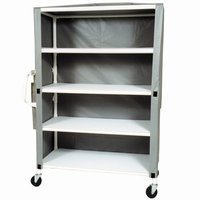 4-shelf jumbo linen cart w/mesh or solid vinyl cover, shelf size 24" x 50"