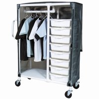 Specialty cart 8 pull out tubs hanging space w/ mesh or solid vinyl cover Tub Size 20" x 15" x 5"
