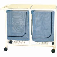 Space Saver Hamper - 2 Bins - 55 Gallon Mesh Bag with Plastic Liner