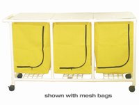 Space Saver Hamper - 3 Bins - 55 Gallon Mesh Bag with Plastic Liner