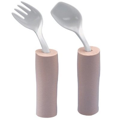 Pediatric Easy Grip Cutlery w/Built-Up Handle, One Fork & One Spoon/Set
