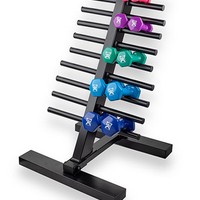 Show product details for CanDo vinyl coated dumbbell - 10-piece set with Floor Rack - 2 each 1, 2, 3, 4, 5