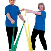 Show product details for TheraBand exercise band - latex free set of 5 (1 each: yellow, red, green, blue, black), Choose Yards