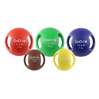 Show product details for CanDo, Molded Dual Handle Medicine Ball, 5-piece set (1 ea: tan through blue)