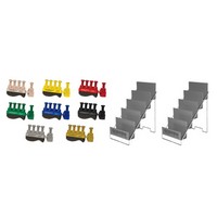 Show product details for Digi-Flex Thumb - Set of 8 (1 each: tan, yellow, red, green, blue, black, silver, gold), with 2 metal stands