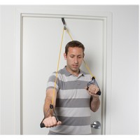 Show product details for CanDo shoulder pulley with exercise tubing and handles, Choose Resistance
