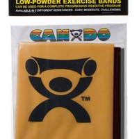 Show product details for CanDo Low Powder Exercise Band Pep Pack - Challenging with black, silver and gold band