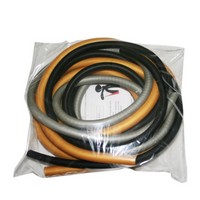 Show product details for CanDo Low Powder Exercise Tubing Pep Pack - Challenging with Black, Silver, and Gold tubing