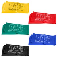 Show product details for CanDo AccuForce Exercise Band - 4' exercisers, 5-piece set (1 each: yellow, red, green, blue, black)