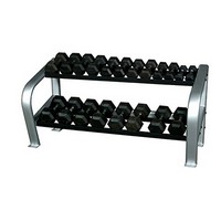 Show product details for Inflight Fitness, Deluxe 2-Tier Dumbbell Rack, 10 Pair Rubber Hexagon Dumbbell Set