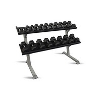 Show product details for Inflight Fitness, 69" 2-Tier Dumbbell Rack, Tray Style, 10 Pair Rubber Hexagon Dumbbell Set