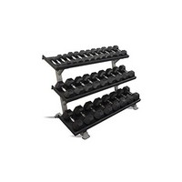 Show product details for Inflight Fitness, 69" 3-Tier Dumbbell Rack, Tray Style, 15 Pair Rubber Hexagon Dumbbell Set