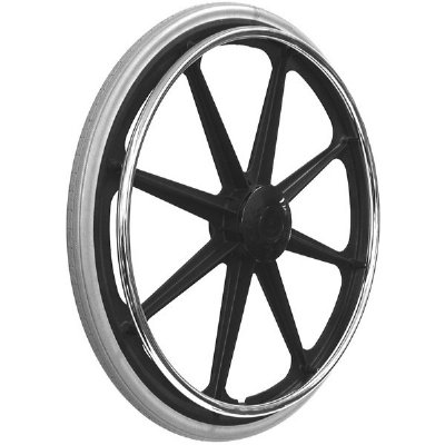 Black 8 Spoke Mag 24" x 1", Gray Urethane Treaded Tire, 7/16" Axle