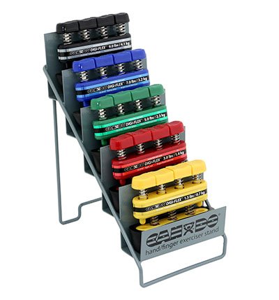 CanDo Digi-Flex Hand Exerciser - Set of 5 , With Metal Rack