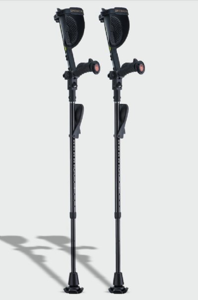 Ergobaum 7G Black Mamba Forearm Crutches, Adult, Carbon Fiber, Pair