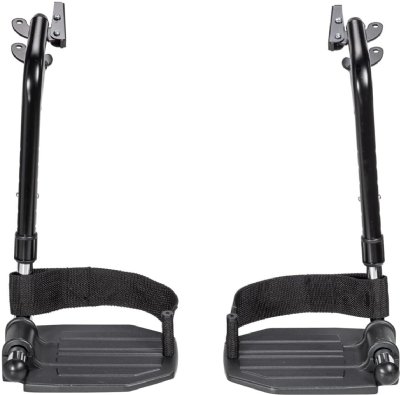 Invacare Footrests Complete Hemi, Cam-Lock w/ Black Aluminum Footplates and Heel Loops, Pair