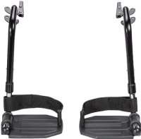 Show product details for Invacare Footrests Complete Hemi, Cam-Lock w/ Black Aluminum Footplates and Heel Loops, Pair