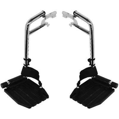 Invacare Footrests Complete Hemi, Cam-Lock w/ Black Plastic Footplates and Heel Loops, Pair
