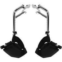 Show product details for Invacare Footrests Complete Hemi, Cam-Lock w/ Black Aluminum Footplates and Heel Loops, Pair