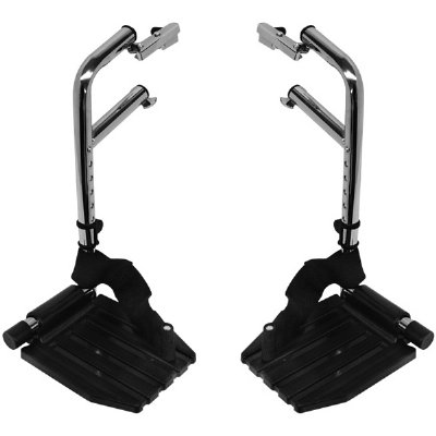 Invacare Footrests Complete STD, Cam-Lock w/ Black Plastic Footplates and Heel Loops, Pair