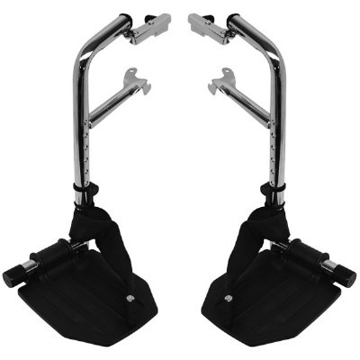 Invacare Footrests Complete STD, Cam-Lock w/ Black Aluminum Footplates and Heel Loops, Pair