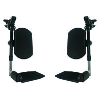 Show product details for Invacare Legrests Complete Hemi w/ Black Plastic Calf Pads and Black Plastic Footplates, Pair