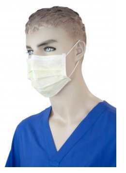 Isolation Mask with Ear Loop, Yellow