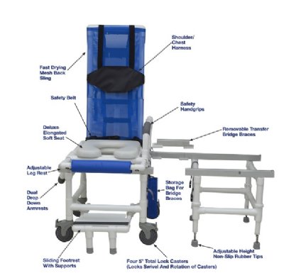 Tilt-N-Space Slider Shower/Commode Chair - One-Step Function Locking System