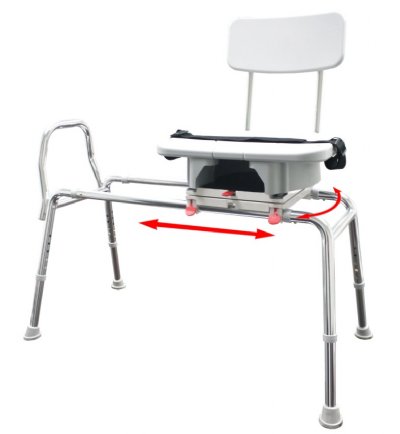 Snap-N-Save Sliding Transfer Bench with Cut-Out Swivel Seat